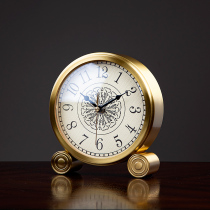 Brass table clock Light luxury table clock Household sitting clock ornaments Living room table table table table small clock