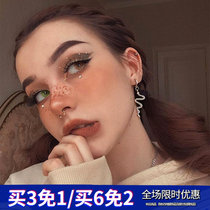 Dark girl s snake-shaped zircon Diamond European and American personality earrings earrings without earrings ears clip ins Super fire simple earrings