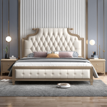 Solid wood bed 1 8 m modern minimalist American light luxury large bed backrest soft bunk bed 1 5 white wedding bed with small beauty style