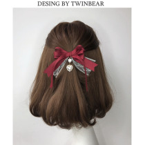 Double Raw Bear Super Beautiful Little Fresher Bow Tie Hair Clip Japan Small Delicate Luxury Walnuts Edge Clip Hair Accessories