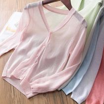 Parenting ~ Girl Ice Silk Cotton Sunscreen Woman baby sunscreen CUHK Knitted Air Conditioning Sweatshirt Child cardiouses Summer