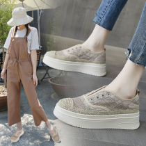 Fisherman Shoes Woman Small Scent Wind Thick Bottom 2022 Summer New 100 hitch Lazy Man Breathable Single Shoe Sails Cloth Shoes Soft Bottom