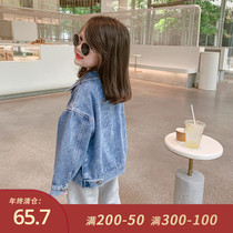 Foam home Custom childrens clothing 2021 new baby foreign air denim girl childrens spring and autumn jacket childrens autumn clothing blouses