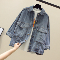 South Korean retro port wind chic2020 spring new Korean version easing 100 hitch bf original Cebu Wind denim jacket female tide