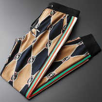 High-end quality Eurostock Tide Card Casual Sports Pants Mens Autumn Winter Workout webbing Pants Rhombus bunk bungling mens sweatpants