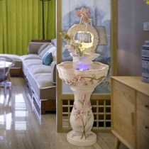 Home living room floor European decoration creative goldfish tank flow aquarium vertical water lily fish basin feng shui fortune