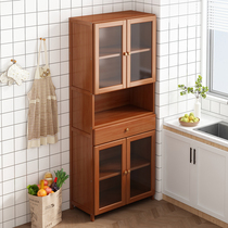 Kitchen shelve solid wood floor modern minimalist with door cupboard home dust-proof visual light lavish Nordic dining side cabinet