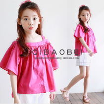 Korean version of Girls summer dress strapless baby shirt children cotton flared sleeve shirt shirt 2021 summer dress New