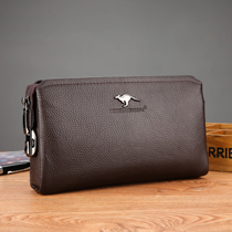 Hongyan kangaroo mens handbag mens genuine leather bag business clutch bag cowhide mens bag large-capacity combination lock clutch