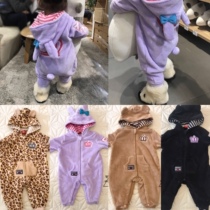 Exit Day Ensemble Coral Suede Small Bear Rabbit Ears Ball Ball Tail Toddler Conjoined Climbing Suit Khaama All 70-80