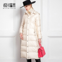 High-end thick white goose down clothing long knee loose Korean overalls women winter fashion temperament coat tide