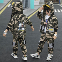 Childrens clothing boys autumn suit 2020 new middle and big childrens sports Spring and Autumn camouflage two-piece foreign-style childrens tide