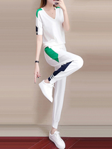 Boomer Sportswear Suit Women Summer 2020 new Korean version Fashion Ocean Gas Aging Short Sleeve Ice Silk Casual Two Sets