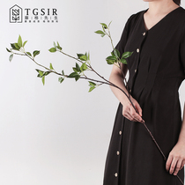 Nordic simulation spring branches with leaves living room TV cabinet high vase single flower arrangement fake flower arrangement false branch dry green plant