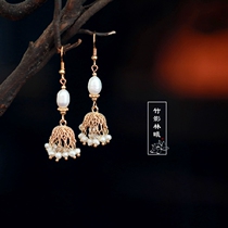 Classical earrings Drop earrings Hanfu Cheongsam daily accessories Earrings Design sense retro personality Ancient style wild jewelry women
