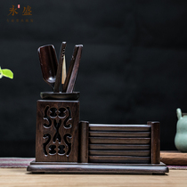 Rosewood ebony tea ceremony six gentlemen combination set solid wood tea set spare parts tea art six sets with coasters