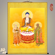 Shakyamuni Buddha Statue painting Tathagata Buddha Venerable Ananda Gaye Buddha Hall Worship Decorative painting Scroll painting Hanging painting