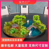 New Chinese turntable in the middle of the Hotel big round table decoration table flower round miniature landscape dining table table setting