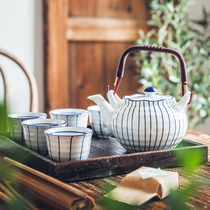 Sakura on Huazha Japanese style ceramic tea set teapot tea cup tea tray set flower teapot cup kettle