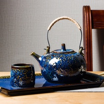 Kiln change ceramic Tea set Large teapot Teacup Tea drinking set Kung Fu tea set Office Japanese beam Teapot