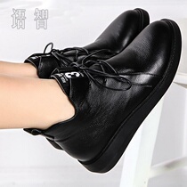 Leather Short Shoes Female Leather Shoes New Round Head Single Shoes plus a Comfortable and Non-Slide Mom Shoes
