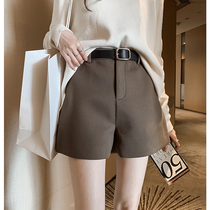 Woolen shorts women winter wear 2021 New loose wide legs high waist Korean fashion versatile a casual pants