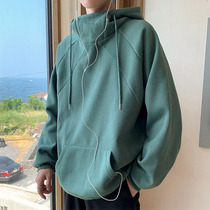 Autumn simple high collar sweater mens tide card fat fat plus size super fire cec Japanese loose hooded jacket