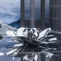 Stainless steel white steel flowers Lotus sculpture metal landscape lotus pool abstract petals outdoor fountain ornaments