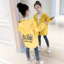  Girls  medium and long coats new spring and Autumn Western childrens clothing female childrens casual clothes trendy Korean childrens windbreaker