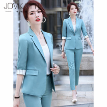 JOVKATTI senior sense of fried street suit suit women Summer thin slim professional wear white collar host work clothes