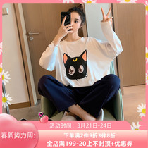 Japanese Gelato Pyjamas Woman Spring Autumn New Pure Cotton White Loose Students Net Red Two Suits Home Suits