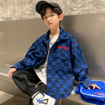 Boys Cowboy Jacket Autumn Package 2022 New Plaid Children Boys Spring and Autumn Jacket Middle School Adolescents Autumn