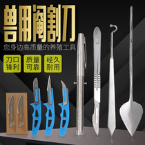 Veterinary castration knife knocking Pig knife peach-shaped willow leaf oblique knife stainless steel castration Blade fan Pig knife Sow mini knife