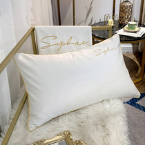 Long staple cotton white pillowcase a pair of 60 tribute satin simple hotel B & B embroidery 48*74 sets of cotton 2