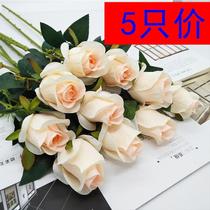 Red curled living room white furnishings rose fake simulation bouquet European fake flower floor plastic flower flower art