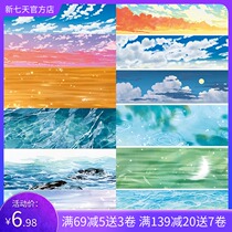 New seven-day account hand account film and paper tape sticker supplies non-split sky cloud landscaping tape paper whole roll