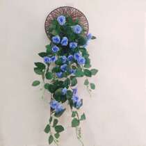 Simulation rose living room wall-hanging green plant wall-hanging plant decoration hanging fake flower rattan indoor vine hanging orchid hanging basket