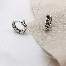 Woven chain ear buckle for men and women can wear 925 sterling silver hypoallergenic earrings Personality handsome couple earrings