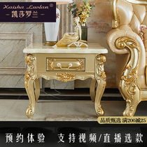 European style sofa side phone table solid wood Square few marble corner few living room side cabinet Square small square table coffee table