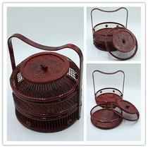 New costume photography props performance props antique three-layer food box photo props basket food box
