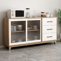 Solid Wood Dining Side Cabinet Log Wine Cabinet Close By Wall Modern Minimalist Storage Tea Water Cabinet Kitchen Push-and-pull Bowl cabinet Nordic Living room