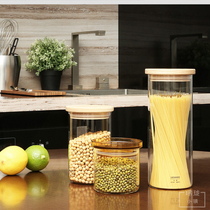 Glass sealed cans for miscellaneous grains storage cans wooden lids plastic lids storage cans glass bottles kitchen storage