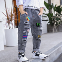 Boy handsome pants 2021 spring and autumn new foreign style baby jeans tide loose childrens trousers spring and autumn