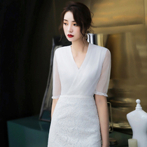 Evening dress Women summer light luxury niche high-end temperament celebrities White daily birthday dress skirt dress dress party dress
