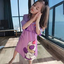 Childrens nightskirts womens summer Thin Ice Silk childrens girls baby super cute cute cartoon silk girls home clothes