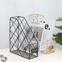 Creative ins Nordic metal grid file rack Data frame Office desktop bookshelf Newspaper rack storage basket