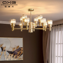 All copper living room chandelier light luxury Nordic bedroom lighting modern simple Net red atmospheric Crystal creative restaurant lamps