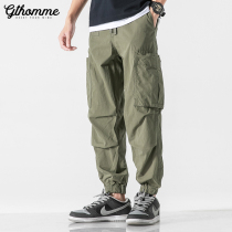 Pants mens autumn thin overalls mens loose straight Korean version of the trend Joker casual small feet ankle-length pants thin