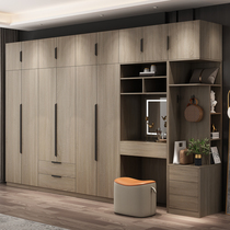 Wardrobe solid wood multi-layer board modern simple home girl wardrobe bedroom combination storage cabinet open cabinet