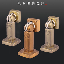 New Chinese door suction anti-collision yellow bronze ground suction Chinese wind silent buffer door top door gear Qinggu strong magnetic door touch